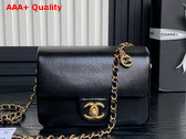 Chanel Mini Flap Bag in Black Grained Shiny Calfskin Gold Tone Metal AS5218 Replica