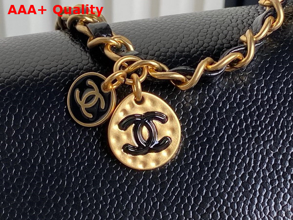 Chanel Mini Flap Bag in Black Grained Shiny Calfskin Gold Tone Metal AS5218 Replica