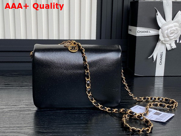 Chanel Mini Flap Bag in Black Grained Shiny Calfskin Gold Tone Metal AS5218 Replica