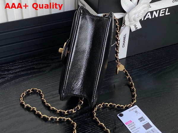 Chanel Mini Flap Bag in Black Grained Shiny Calfskin Gold Tone Metal AS5218 Replica