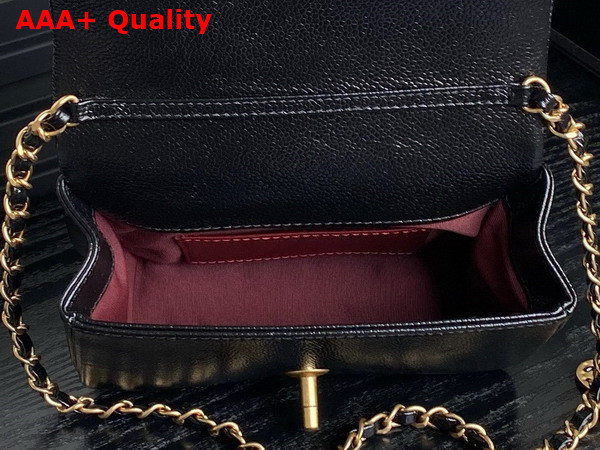 Chanel Mini Flap Bag in Black Grained Shiny Calfskin Gold Tone Metal AS5218 Replica