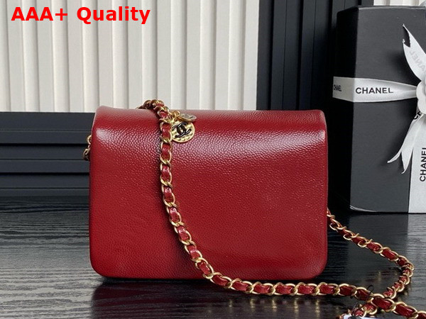 Chanel Mini Flap Bag in Burgundy Grained Shiny Calfskin Gold Tone Metal AS5218 Replica