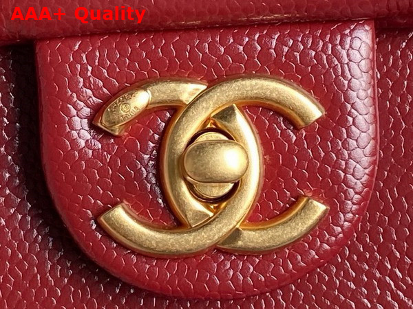 Chanel Mini Flap Bag in Burgundy Grained Shiny Calfskin Gold Tone Metal AS5218 Replica