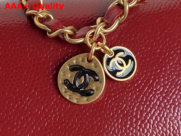 Chanel Mini Flap Bag in Burgundy Grained Shiny Calfskin Gold Tone Metal AS5218 Replica