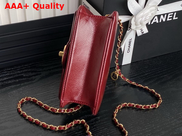 Chanel Mini Flap Bag in Burgundy Grained Shiny Calfskin Gold Tone Metal AS5218 Replica