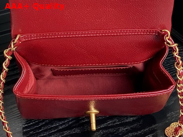 Chanel Mini Flap Bag in Burgundy Grained Shiny Calfskin Gold Tone Metal AS5218 Replica