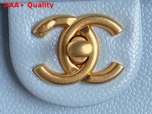 Chanel Mini Flap Bag in Light Blue Grained Shiny Calfskin Gold Tone Metal AS5218 Replica