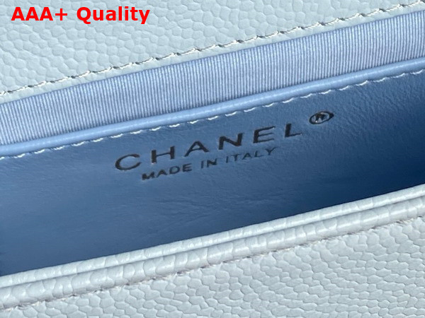 Chanel Mini Flap Bag in Light Blue Grained Shiny Calfskin Gold Tone Metal AS5218 Replica