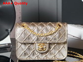 Chanel Mini Flap Bag in Light Gold Metallized Braided Calfskin Gold Tone Metal AS4797 Replica