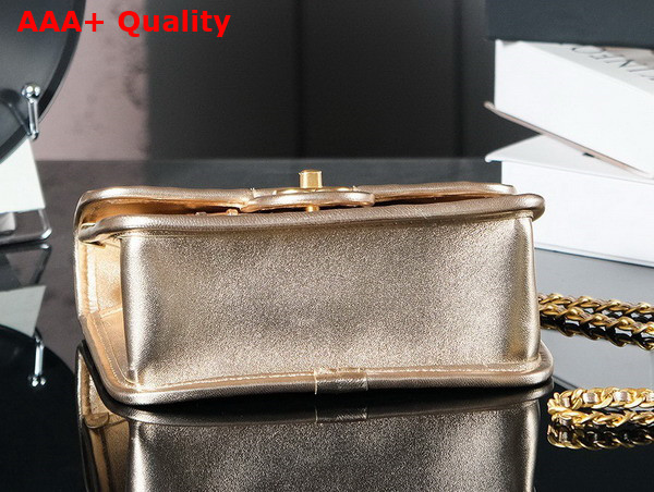 Chanel Mini Flap Bag in Light Gold Metallized Braided Calfskin Gold Tone Metal AS4797 Replica