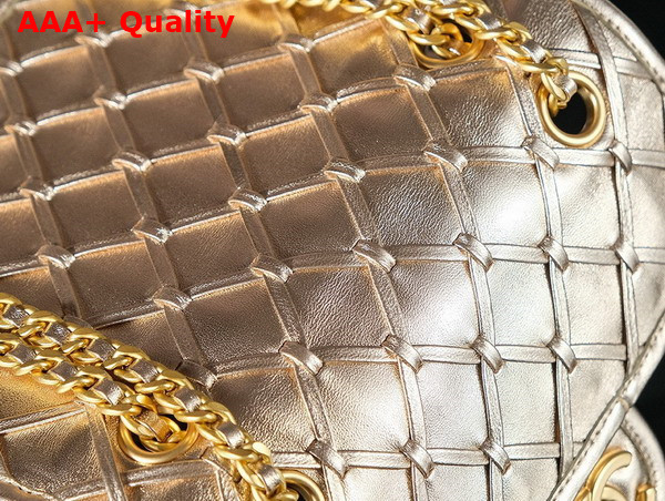 Chanel Mini Flap Bag in Light Gold Metallized Braided Calfskin Gold Tone Metal AS4797 Replica
