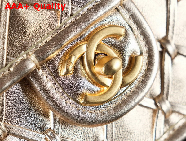 Chanel Mini Flap Bag in Light Gold Metallized Braided Calfskin Gold Tone Metal AS4797 Replica