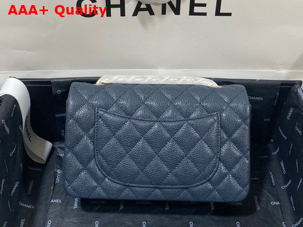 Chanel Mini Flap Bag in Navy Blue Grained Calfskin Gold Tone Metal AS3757 Replica