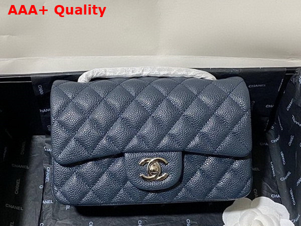 Chanel Mini Flap Bag in Navy Blue Grained Calfskin Gold Tone Metal AS3757 Replica
