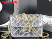 Chanel Mini Flap Bag in Silvery Metallized Braided Calfskin Gold Tone Metal AS4797 Replica
