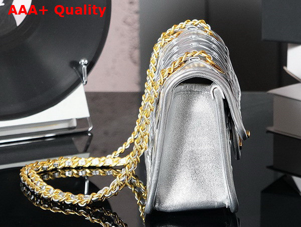 Chanel Mini Flap Bag in Silvery Metallized Braided Calfskin Gold Tone Metal AS4797 Replica
