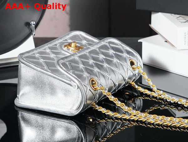 Chanel Mini Flap Bag in Silvery Metallized Braided Calfskin Gold Tone Metal AS4797 Replica