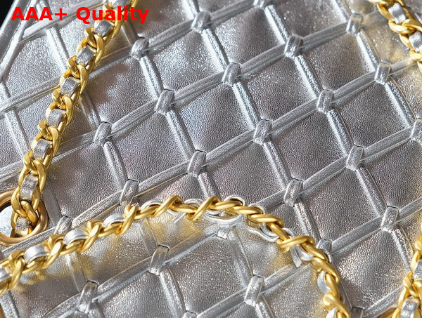 Chanel Mini Flap Bag in Silvery Metallized Braided Calfskin Gold Tone Metal AS4797 Replica
