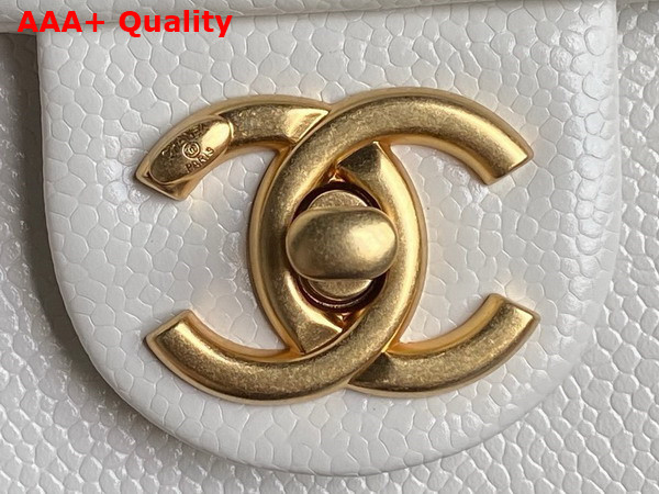 Chanel Mini Flap Bag in White Grained Shiny Calfskin Gold Tone Metal AS5218 Replica