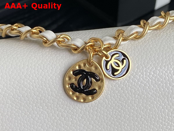 Chanel Mini Flap Bag in White Grained Shiny Calfskin Gold Tone Metal AS5218 Replica
