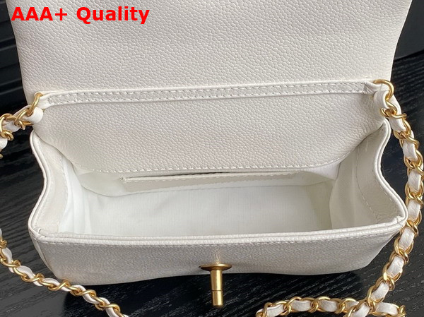Chanel Mini Flap Bag in White Grained Shiny Calfskin Gold Tone Metal AS5218 Replica