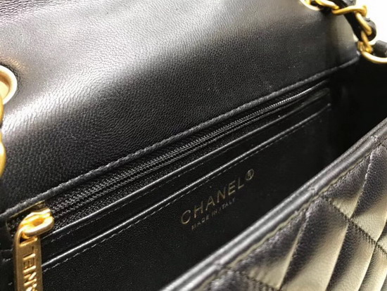 Chanel Mini Flap Bag with Studded Metal Flowers Black Lambskin