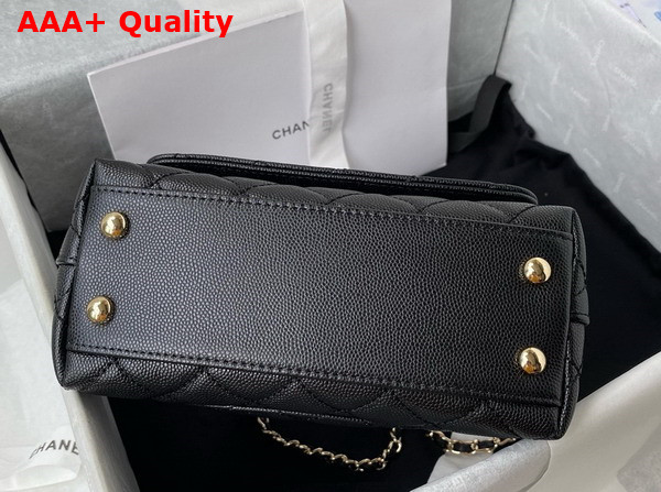 Chanel Mini Flap Bag with Top Handle Black Grained Calfskin Gold Tone Metal AS2215 Replica
