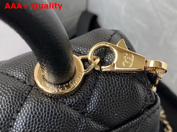 Chanel Mini Flap Bag with Top Handle Black Grained Calfskin Gold Tone Metal AS2215 Replica