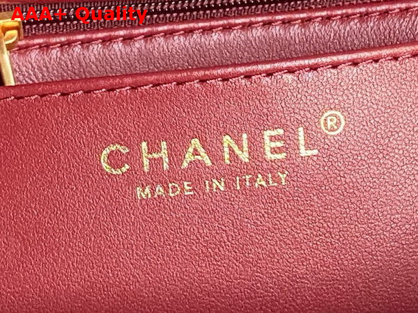 Chanel Mini Flap Bag with Top Handle Burgundy Grained Shiny Calfskin Gold Tone Metal AS5165 Replica