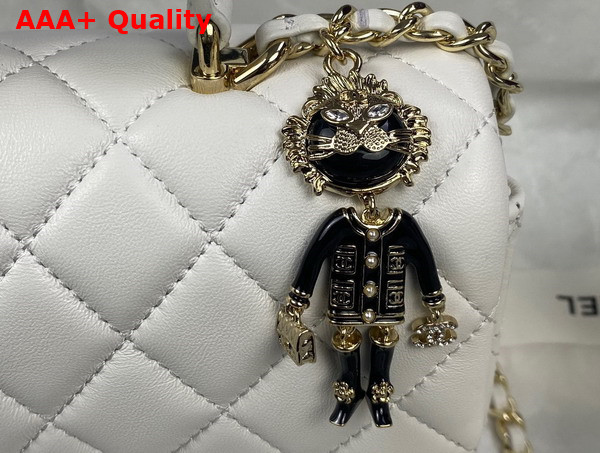 Chanel Mini Flap Bag with Top Handle Lambskin Gold Tone Metal White Ref AS2431 Replica