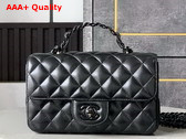 Chanel Mini Flap Bag with Top Handle Lambskin and Lacquered Metal Black AS5243 Replica