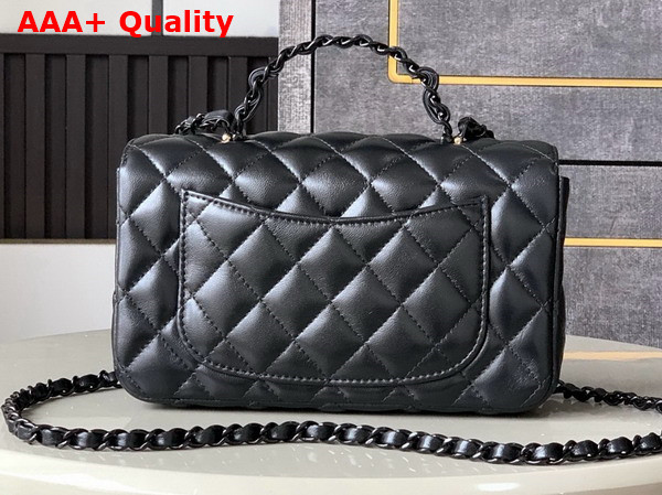 Chanel Mini Flap Bag with Top Handle Lambskin and Lacquered Metal Black AS5243 Replica