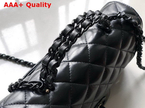Chanel Mini Flap Bag with Top Handle Lambskin and Lacquered Metal Black AS5243 Replica