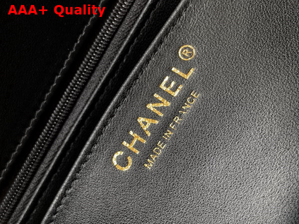 Chanel Mini Flap Bag with Top Handle Lambskin and Lacquered Metal Black AS5243 Replica