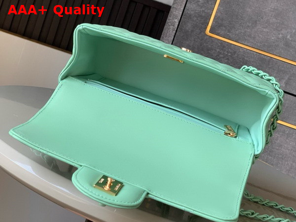 Chanel Mini Flap Bag with Top Handle Lambskin and Lacquered Metal Light Green AS5243 Replica