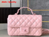 Chanel Mini Flap Bag with Top Handle Lambskin and Lacquered Metal Light Pink AS5243 Replica