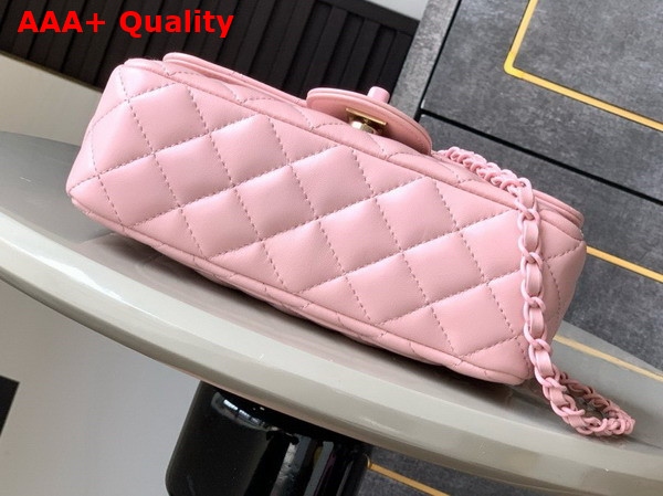 Chanel Mini Flap Bag with Top Handle Lambskin and Lacquered Metal Light Pink AS5243 Replica