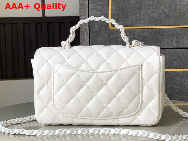 Chanel Mini Flap Bag with Top Handle Lambskin and Lacquered Metal White AS5243 Replica