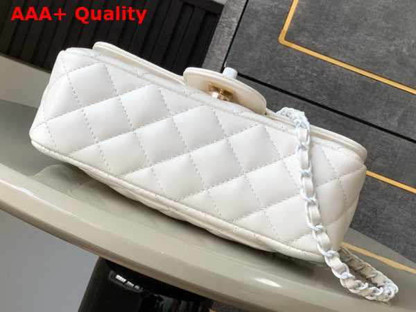 Chanel Mini Flap Bag with Top Handle Lambskin and Lacquered Metal White AS5243 Replica