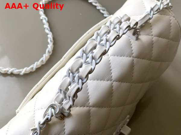 Chanel Mini Flap Bag with Top Handle Lambskin and Lacquered Metal White AS5243 Replica
