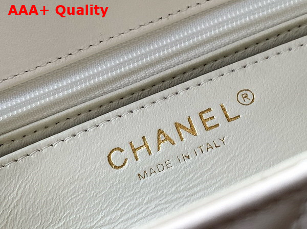 Chanel Mini Flap Bag with Top Handle Lambskin and Lacquered Metal White AS5243 Replica