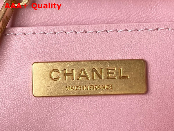 Chanel Mini Flap Bag with Top Handle Tweed Lambskin Gold Tone Metal Pink and Ecru AS4035 Replica
