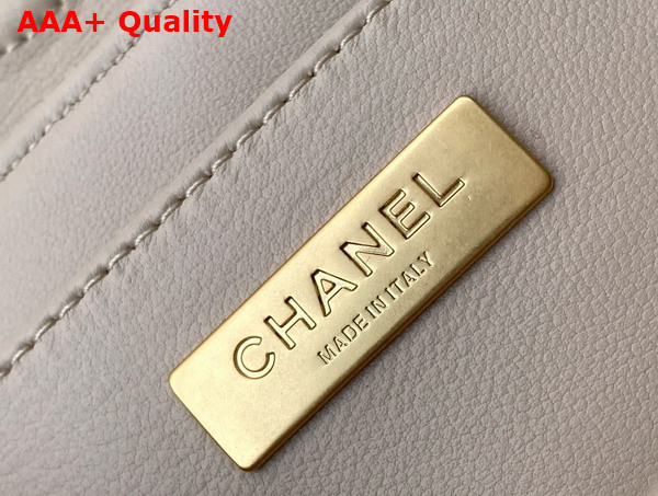 Chanel Mini Flap Bag with Top Handle in Beige Lambskin Gold Tone Metal AS5354 Replica