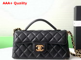Chanel Mini Flap Bag with Top Handle in Black Lambskin Gold Tone Metal AS5354 Replica