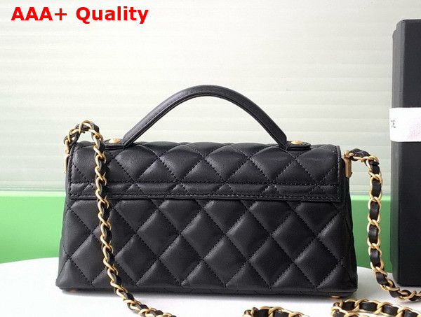 Chanel Mini Flap Bag with Top Handle in Black Lambskin Gold Tone Metal AS5354 Replica