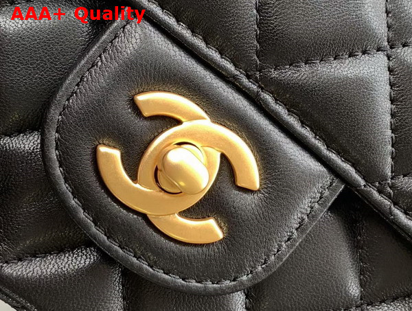 Chanel Mini Flap Bag with Top Handle in Black Lambskin Gold Tone Metal AS5354 Replica
