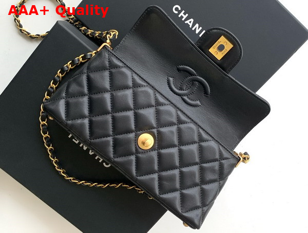 Chanel Mini Flap Bag with Top Handle in Black Lambskin Gold Tone Metal AS5354 Replica
