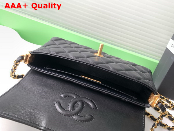Chanel Mini Flap Bag with Top Handle in Black Lambskin Gold Tone Metal AS5354 Replica