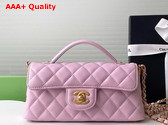 Chanel Mini Flap Bag with Top Handle in Light Pink Lambskin Gold Tone Metal AS5354 Replica