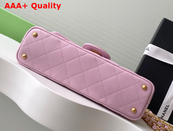 Chanel Mini Flap Bag with Top Handle in Light Pink Lambskin Gold Tone Metal AS5354 Replica